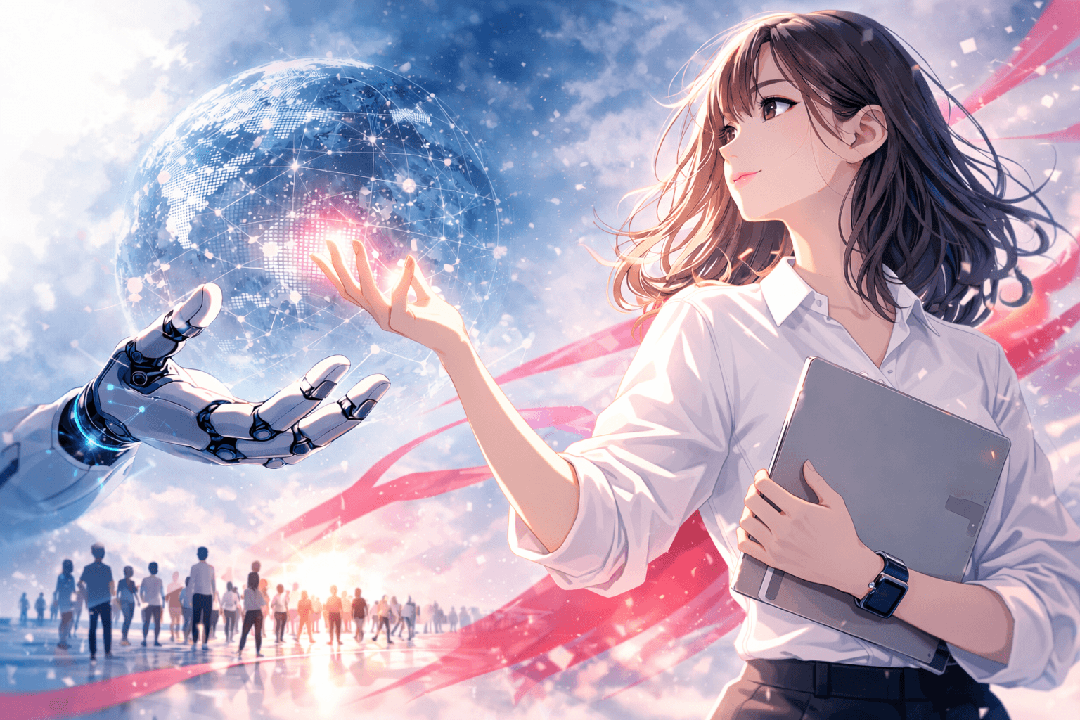 クラファンをAIが手伝うイラスト