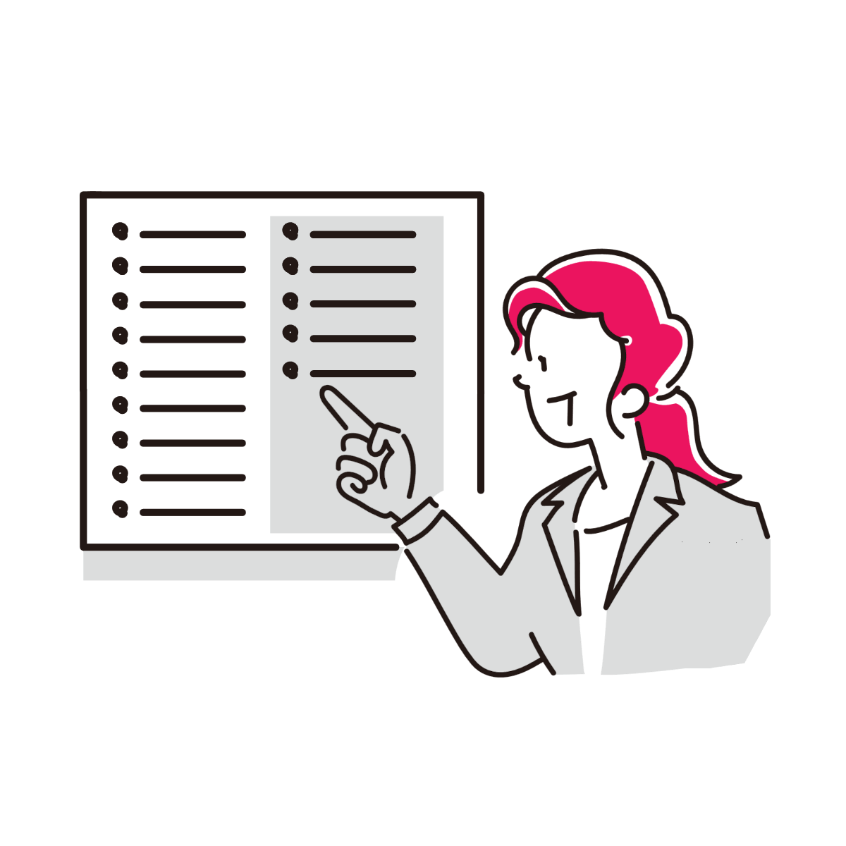 クラウドファンディングの一覧表を指し示す女性